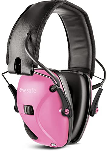 awesafe Elektronischer Schieß-Ohrenschützer, GF01 Lärmminderung Klangverstärkung Elektronischer Gehörschutz, Gehörschutz, NRR 22 dB, Ideal zum Schießen und Jagen (rosa)