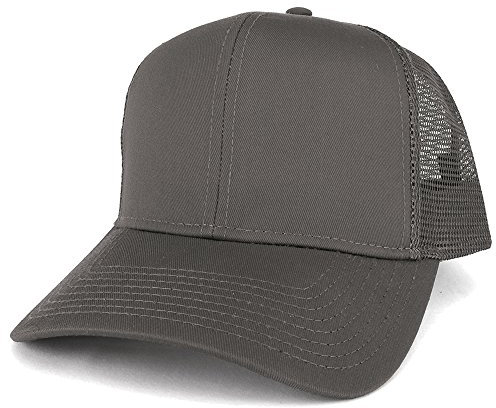 Armycrew XXL Oversize High Crown Adjustable Plain Mesh Back Trucker Baseball Cap, anthrazit, Einheitsgröße