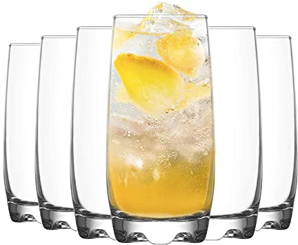LAV 12x Clear 390ml Adora Highball Glasses - Tall Hi Ball Glass Water Gin Juice Cocktail Drinking Glassware Tumblers Set