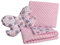 Medi Partners Babydecke Krabbeldecke Set 3in1 100% Baumwolle Minky Kinderdecke 55x75 + 35x30cm flaches Kissen und Anti-Schock-Kissen Schmetterling (graue Igel mit Hellrosa Minky)