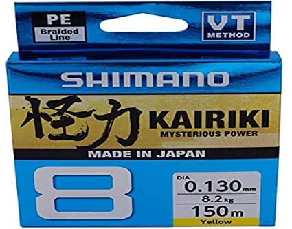 SHIMANO Kairiki 59WPLA58R30 Angelschnur, 8, 150 Meter, Gelb, 0,060 mm/5,3 kg