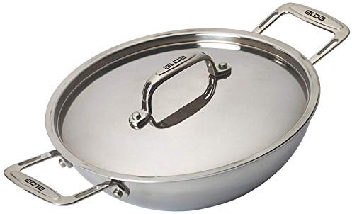 Alda Pentole Triply Kadai in acciaio inox con coperchio, 18 cm, argento (induzione e gas)