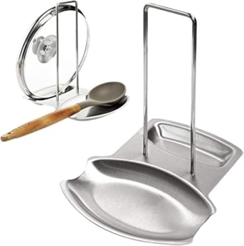 Broco Spoons Holder Hot Pot,Lid and Rest 1Pc Home Kitchen Stainless Steel Spoon Holder Pot Lid Shelf Cooking Rack Pan Cover Stand Hot