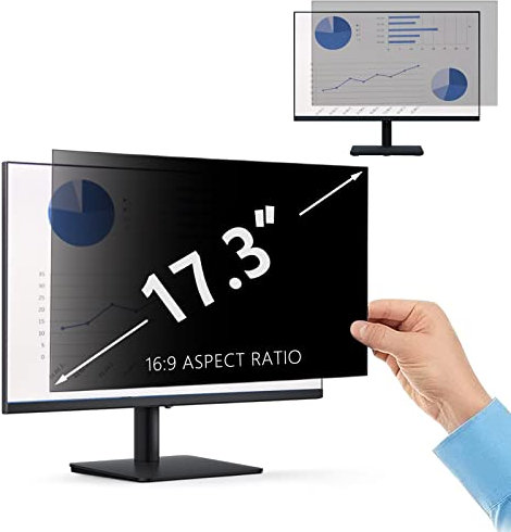 PaceBid 17,3 Zoll 16:9 Desktop Privacy Filter I Blickschutzfilter für Desktop Computer Widescreen Monitor I Privacy Screen Filter, Anti-Glare, Blocks 96% UV, Anti-Scratch, 17,3 Zoll 16:9
