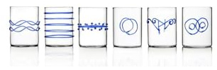 Ichendorf Milano Set di 6 Bicchieri Liquore, Collezione Decò Blu, 10 cl, Vetro Borosilicato, Fatto a Mano