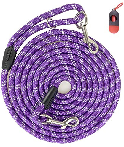 Codepets Hundeleine mit langem Seil für Hundetraining, 3,6 m, 7,8 m, 9,2 m, 15,2 m, 15,2 m, reflektierende Fäden, für Hunde und Katzen, zum Ausbinden, Check-Seil, Schlepptraining, Agility-Leine für