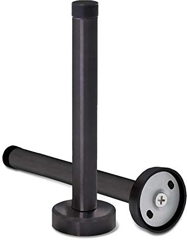 Door Stop, 6 Inch Long Door Stopper with Mute Rubber Bumper, Wall Mounted Large Modern Extra Long Door Stops Catch Black, Brushed Steel, Heavy Duty Doorstop Door Holder for Home Office, 2 Pack