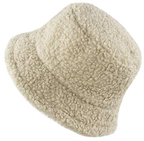 HICOSKY Wintermütze für Damen, warm, Kunstfell, Fischerhut, beige, Einheitsgröße