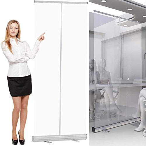 Pop-up Pull Up Roller Banner, Sneeze Guard, and Sturdy Protective Screen, Spit Protection Screen, Go Back to Your Workplace, 31.4x78.7 Inches