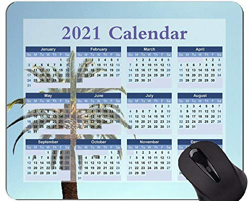 Gaming Mouse Pad 2021 Jahreskalender mit Feiertag, Sky Blue Tree Mouse Pad mit genähter Kante
