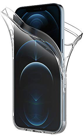 AICEK Case Compatible Apple iPhone 12 Pro Max, Full Body 360 Degree Transparent Silicone Cover for iPhone 12 Pro Max Bumper Covers Clear Case (6.7 inch)