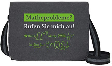 Matheprobleme? - Umhängetasche Messenger Bag für Geeks und Nerds mit 5 Fächern - 15.6 Zoll, Schwarz Anthrazit