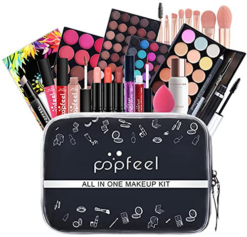 FantasyDay Multifunktions Exquisite Make-up Geschenkset Kosmetik Schmink Kit für Gesicht, Augen und Lippen - Makeup Paletten Schminkkoffer mit Lidschatten Palette, Lippenstift, Rouge, Mascara, Pinsel