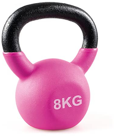 Bestfor Cast Iron Neoprene Coated Kettlebells, Ideal for Home Gym Exercise Training Weights for Fitness and Strength, Easy Grip Kettlebell Anti Roll Design 8kg Weight.
