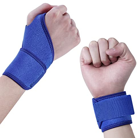 URAQT Attelle Bandage Poignet 1 Paire, Attelle de Poignet, Canal Carpien | Bleu Poignet Musculation de Force Support Bandage élastique pour le Fitness, I'haltérophilie, La Tendinite
