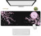 Tapis de souris japonais Sakura fleur de cerisier noir XL, grand tapis de souris Kawaii rose noir, tapis de souris motif lune floral, long grand tapis de souris de bureau, accessoires décoratifs en