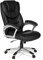 möbelando Bürostuhl Madrid Kunstleder Schwarz ergonomisch mit Kopfstütze | Design Chefsessel Schreibtischstuhl mit Wippfunktion | Drehstuhl hohe Rücken-Lehne X-XL 120 kg