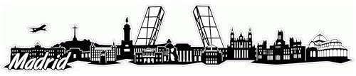Skyline4u Madrid Skyline Aufkleber Sticker Autoaufkleber City Gedruckt - 20x3,8cm schwarz