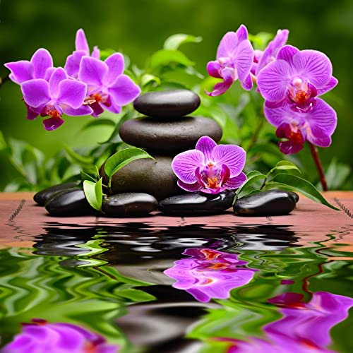 Stickers muraux déco Orchidées Galets Zen Dimensions: 30x30cm
