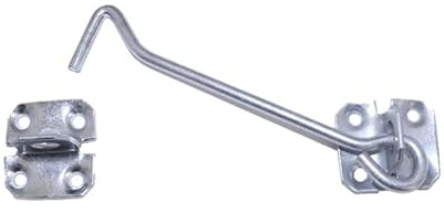 Galvanised Black Cabin Hook and Eye Lock Shed Gate Door Catch Holder 4 6 8 (Galvanised, 8 Inch)