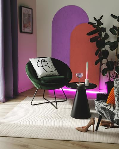 benuta Pop In- & Outdoor Teppich Mars - Creme 240x340 cm - Abstrakter Relief Wohnzimmerteppich - Leicht zu Reinigen - Strapazierfähig - Für Fußbodenheizung Geeignet