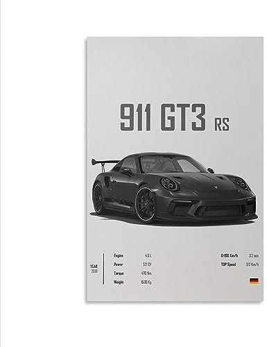 Dujoi Auto-Poster 911 GT3RS, Rennwagen-Wandkunst, Vintage-Auto-Poster für Männer, Auto-Kunstdrucke, 911 Leinwand, gerahmt, ungerahmt, 30 x 45 cm