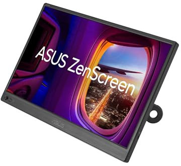 ASUS ZenScreen 16” Portable USB Monitor (MB169CK) - Full HD, IPS, Dual USB-C, Mini-HDMI, Eye Care, Flicker Free, Blue Light Filter, Anti-Glare Surface, 360° Kickstand, 3 yr Warranty