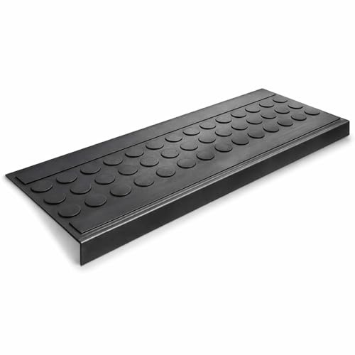 KARAT Stufenmatte aus Gummi - 1 Stück - 25 x 75 cm - wetterfeste & Rutschhemmende Treppenstufen Matten - Gummistufenmatte für Außen - Treppenauflage - Antirutschmatte Coin