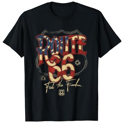 Texte du Drapeau américain Route 66 T-Shirt