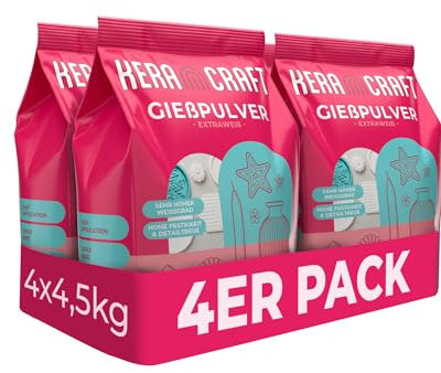 Keracraft Polvere di colata bianca 4 x 4,5 kg Colata in rilievo bianco per progetti creativi