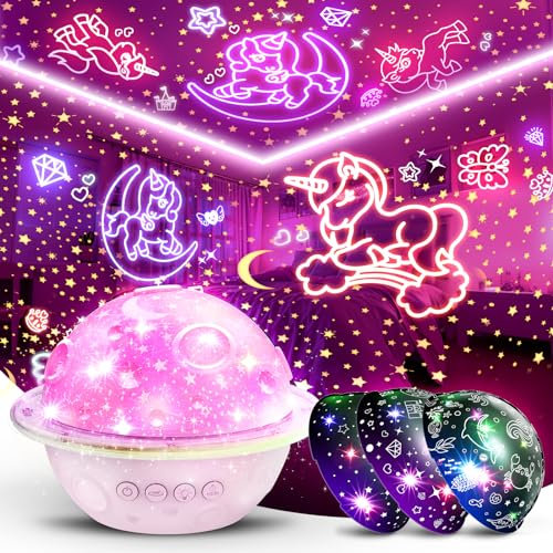 Wootoyz Cadeaux Licorne pour Filles, Jouets Licorne pour 3 4 5 6 7 8 Ans Filles Cadeau Filles 2-9 Ans Licorne veilleuse Enfants Filles 3-8 Ans bébés Filles Licorne projecteur Lampe Enfants