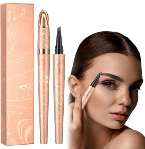 Wasserdichter 3D Augenbrauenstift mit 4 Gabelspitzen, 2024 Neuest Eyebrow Pencil, Amicroblading Augenbrauenstift Lang anhaltend Wasserfest Wischfest mit Starker Haftkraft (1, A-Grau)