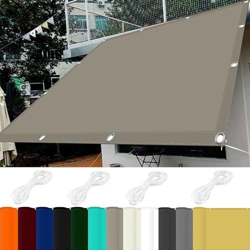 Sonnensegel Sonnenschutz Rechter Winkel 6 x 9.5 m 98% UV Schutz Sonnenschutz Netz Schattierungsnetz mit Ösen Und Kordel,Ohne Bohren für Balkon Terrasse Garten Camping, Khaki