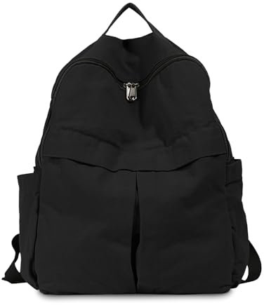 Boziee Canvas Rucksack Damen Cityrucksack Rucksäcke Daypacks Rucksackhandtaschen Schulrucksack für Damen Mädchen Teenager Schule Travel Arbeit Unisex (Schwarz)
