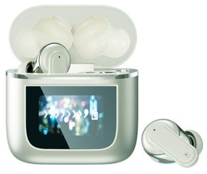 Auriculares inalámbricos Bluetooth Klack YX27, cascos con reducción activa de ruido ANC, pantalla táctil a todo Color, pantalla Digital LED - Gris