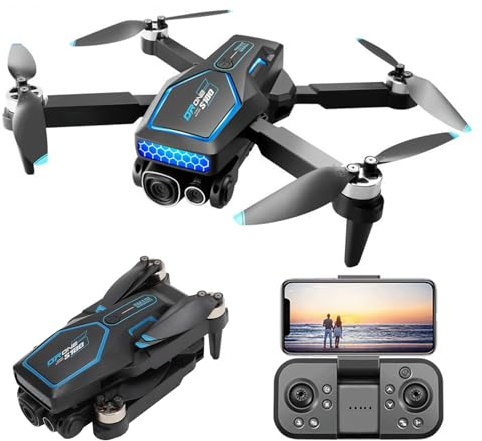 RC-Drohnen, 8K-HD-ESC-Kamera, 4-seitige Hindernisvermeidung, Optische Flusspositionierung, Bürstenloser Motor, mit Fernbedienung, für Stabilen Flug (Dreifache Batterie)