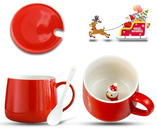 LIHIQIYA Taza 3D Navidad Tazas, Tazas Navideñas, Taza de Café de Cerámica Taza de Té con Figura en El Interior, Taza Originales Navidad Regalos para Amigos Esposa y Mujeres (Muñeco de Nieve)