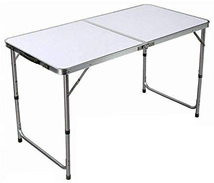 Tragbarer, faltbarer Campingtisch, 122 cm, höhenverstellbar, robust, faltbar, Picknicktisch für den Innen- und Außenbereich, Garten, Küche, Party, Grillen, Essen