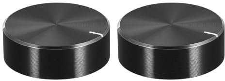 Sarini 2 stücke Potentiometer Knopf Rändelwelle Schwarz Aluminium Glatte Drehknopf Lautstärkeregler