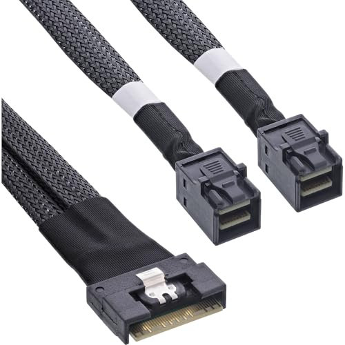 InLine Slim SAS Kabel, SFF-8654 8i zu 2x SFF-8643, 0,75m, 27648B