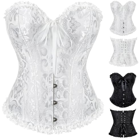 Shyllin Damen Vollbrust Corsage Korsett Top Corsage Top, Vintage kleidung Body Shaper -Halloween Karneval Weihnachten Bälle Partys