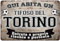 Targa decorativa in metallo resistente alle intemperie, per gli appassionati di calcio, Qui Abita un Tifoso del Torino - Entrada a proprio rischio e pericolo (20x30cm)