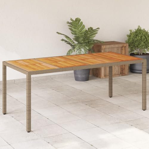 WSJHUHK Home-Outdoor Home-Outdoor Tische Gartentisch Beige 190x90x75cm Polyrattan Akazienholz