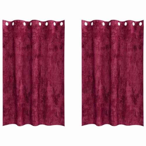vidaXL Samtvorhänge 2er Set mit Ösen in Weinrot, 175 x 140 cm – Coole Fensterdeko für drinnen, schütz Deine Privatsphäre, lichte Gardinen zum Abdunkeln, stylische Draperien