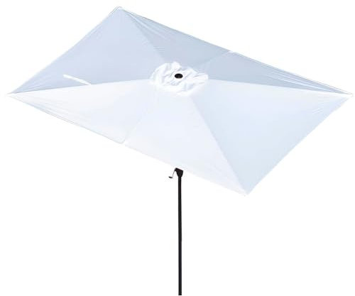 ZIHQRgE 300 × 200cm Rectangulaire Parasol de Jardin Avec Manivelle, Marquise d'Extérieur Avec Armature en Acier et 6 Baleines, Blanc