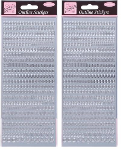 Anitas Outline Stickers, Small Letters, Silver, for Scrapbooking, Card Making, Kids Play, Homework, Art, Craft, Embelish, Decorative, Paper, Card, Glass, Metal, Plastic, Foam (Pack of 2)