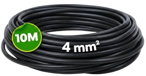 WEBMATEL Cable Eléctrico Flexible 4 mm² | Rollo de 10 Metros | Cable Unipolar H07Z1-K Libre de Halógenos | Negro | Sección 4 mm² | Hilo Conductor de Cobre |