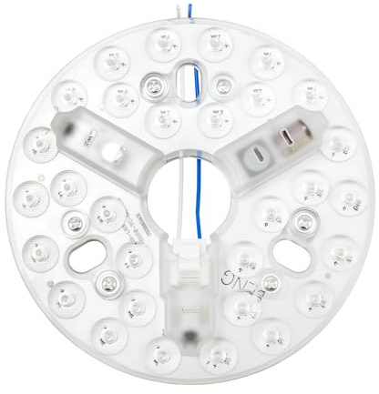 Kit Actualización de Luz LED Redonda de 15 W para techo de 5,3 pulgadas | Ventilador Techo,3 Temperaturas Color Ajustables 3000K/4200K/6500K, 85-265V, Se Utiliza para Reemplazar la Luz del Ventilador