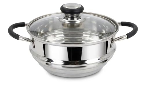 Blackmoor Stainless Steel Food Steamer Insert | Fits 16cm, 18cm & 20cm Pans | PFAS-Free | Tempered Glass Lid with Steam Vent | Dishwasher Safe | Rust-Resistant