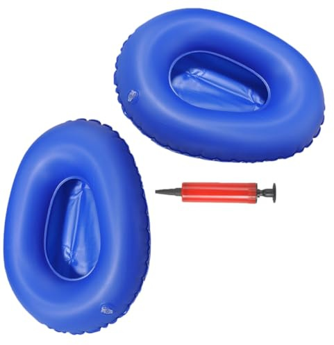 2Pezzi Padella Gonfiabile Portatile per Anziani in PVC Blu | Inflatore Incluso, Uso da Viaggio e Casa, Aiuta a Ridurre Pressione e Affaticamento